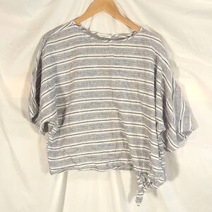 Size L beachlunchlounge Linen striped Top Lightweight Tie front knot